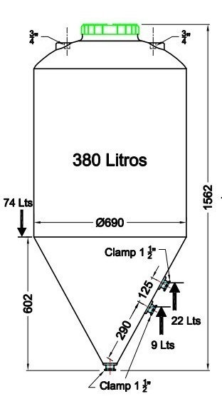 Fermentador Infinity Rotomolding Clamp 380l Cerveza