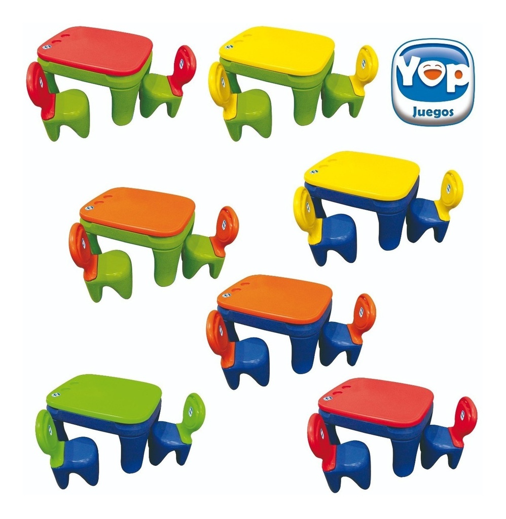 Mesa Infantil Con Sillas De Plástico Juegos Yop