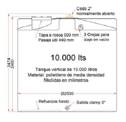 Tanque Vertical 10.000 Litros Con Salida Clamp - Infinity 