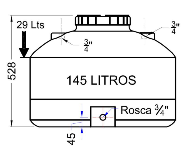 Tanque fondo plano 145L D69